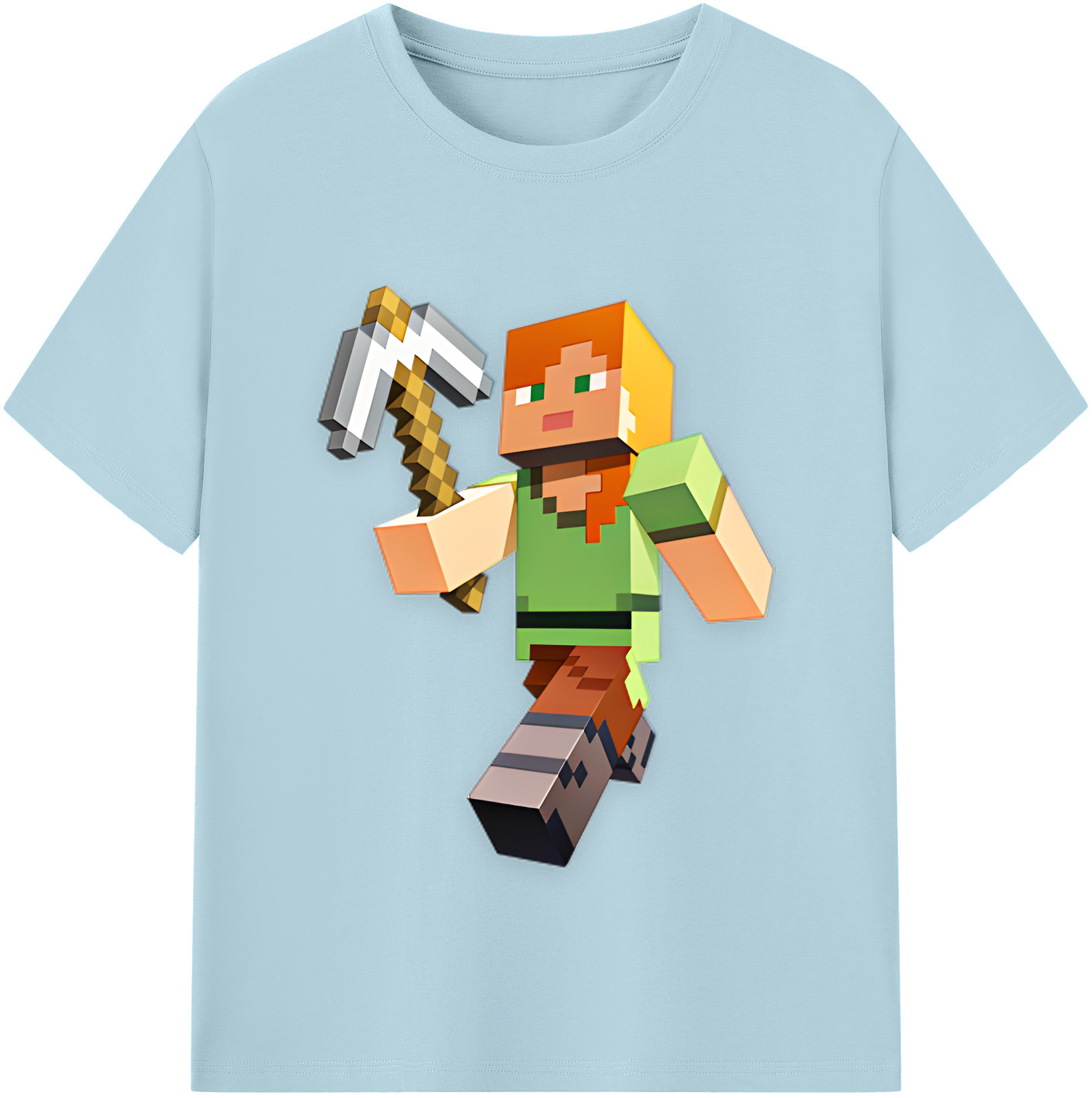 （画像用） マインクラフト ブロックの世界 Minecraft MC Block world 綿100％半袖Tシャツ（フロントプリント）